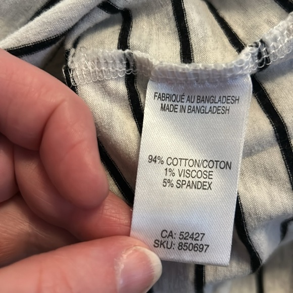 Grey and Black Stripe, Stretch Cotton Turtle Neck, Sz M - Picture 5 of 6